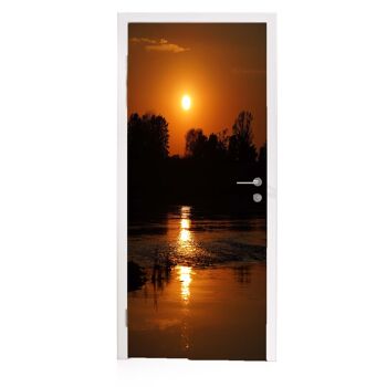 Coucher de soleil sur le lac autocollant de porte Peel & Stick vinyle porte Wrap Art Décor 3