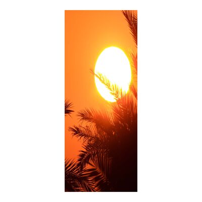 Puesta de sol sobre la etiqueta de la puerta de las palmeras Peel & Stick Vinyl Door Wrap Art Décor