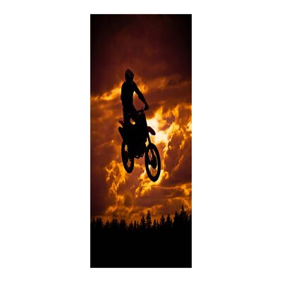 Motocross saut dans le ciel autocollant de porte peler et coller vinyle porte Wrap Art Décor