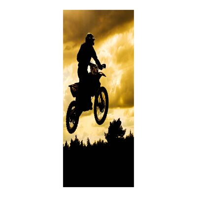 Pegatina para puerta de Motocross Jump Over Forest Peel & Stick Vinilo para puerta Art Décor
