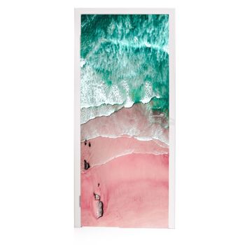 Pink Beach Ocean Door Sticker Peel & Stick Vinyl Door Wrap Art Décor 3