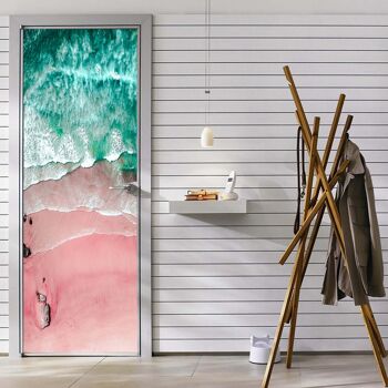 Pink Beach Ocean Door Sticker Peel & Stick Vinyl Door Wrap Art Décor 4