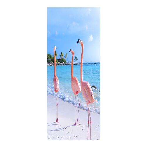 Flamingos in Paradise Door Sticker Peel & Stick Vinyl Door Wrap Art Décor