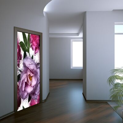 Etiqueta engomada de la puerta del patrón floral vintage Peel & Stick Vinyl Door Wrap Art Décor