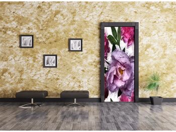 Autocollant de porte à motif floral vintage Peel & Stick Vinyl Door Wrap Art Décor 5