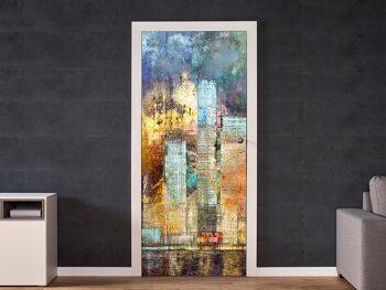 Peinture artistique de gratte-ciel autocollant de porte peler et coller vinyle porte Wrap Art Décor 2