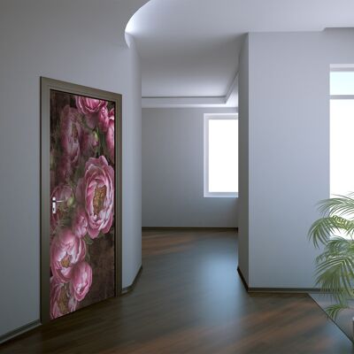 Autocollant de porte en fleurs de pivoines Peel & Stick Vinyl Door Wrap Art Décor