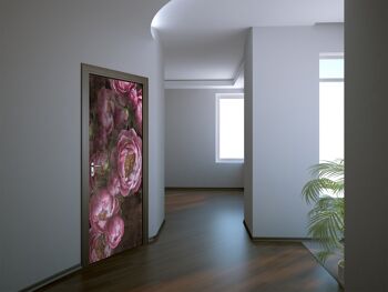 Autocollant de porte en fleurs de pivoines Peel & Stick Vinyl Door Wrap Art Décor 1