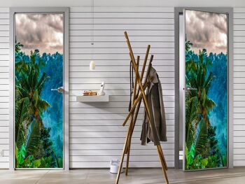 Jungle de palmiers autocollant de porte peler et coller vinyle porte Wrap Art Décor 3