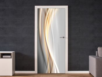 Autocollant de porte vagues brillantes dorées Peel & Stick Vinyl Door Wrap Art Décor 2