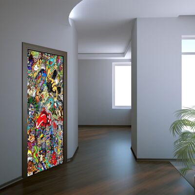 Música Collage Graffiti puerta pegatina Peel & Stick vinilo puerta envoltura arte decoración