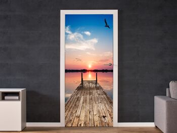 Vue de la jetée en bois autocollant de porte Peel & Stick Vinyl Door Wrap Art Décor 2