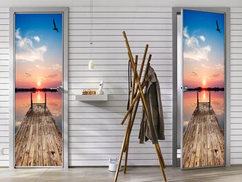 Vue de la jetée en bois autocollant de porte Peel & Stick Vinyl Door Wrap Art Décor 3