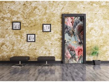 Motif floral sur le fond clair autocollant de porte Peel & Stick Vinyl Door Wrap Art Décor 5