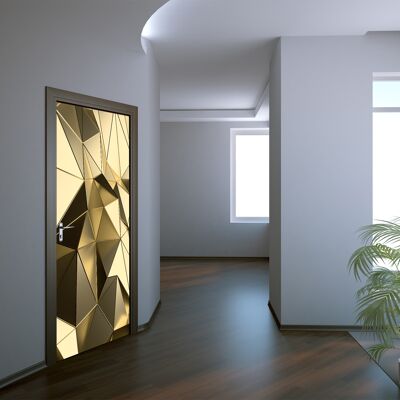Adhesivo para puerta con fondo dorado 3D, revestimiento para puerta de vinilo Peel & Stick, decoración artística