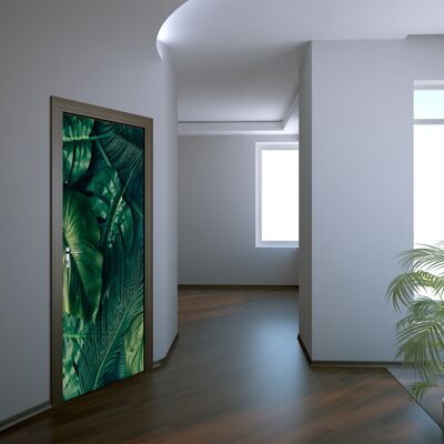 Calcomanía para puerta con fondo de hojas tropicales Peel & Stick Vinilo Envoltura para puerta Decoración artística