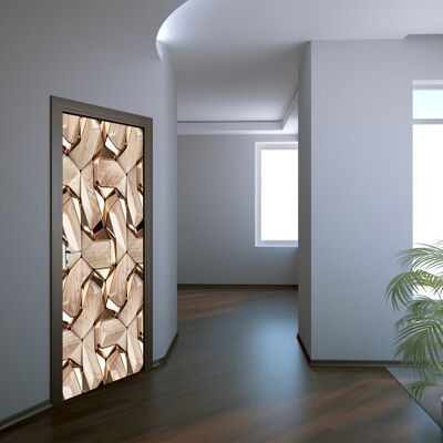 Adhesivo para puerta de madera y oro, revestimiento para puerta de vinilo Peel & Stick, decoración artística