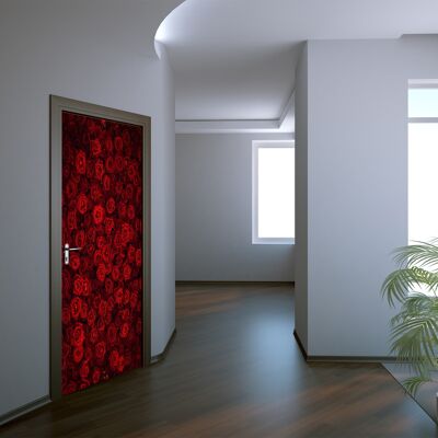 Adesivo per porta con sfondo rosa rossa Peel & Stick Vinile per porta Wrap Art Decor