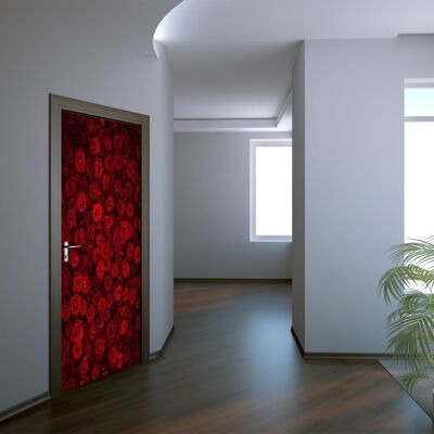 Red Rose Background Door Sticker Peel & Stick Vinyl Door Wrap Art Décor