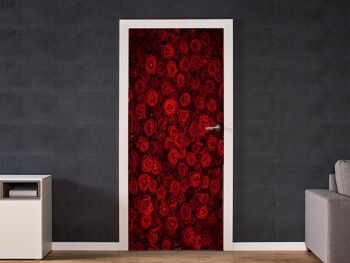 Autocollant de porte de fond de rose rouge Décollez et collez l'emballage de porte en vinyle Art Décor 2