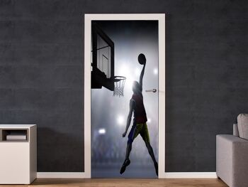 Joueur de basket-ball en action Sticker de porte Peel & Stick Vinyl Door Wrap Art Décor 2