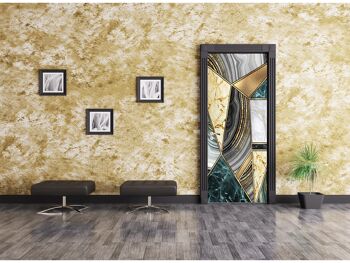 Figures géométriques en marbre autocollant de porte peler et coller vinyle porte Wrap Art Décor 5
