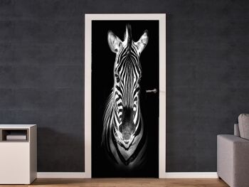 Zebra in Black Door Sticker Peel & Stick Vinyl Door Wrap Art Décor 2