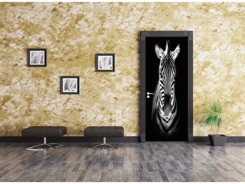 Zebra in Black Door Sticker Peel & Stick Vinyl Door Wrap Art Décor 5