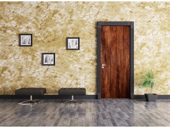 Autocollant de porte de fond en bois marron Peel & Stick Vinyl Door Wrap Art Décor 5