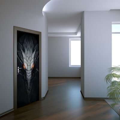 Dark Dragon Door Sticker Peel & Stick Vinyl Door Wrap Art Décor