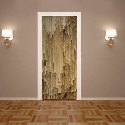 Adhesivo para puerta con fondo de píxel dorado, revestimiento para puerta de vinilo Peel & Stick, decoración artística