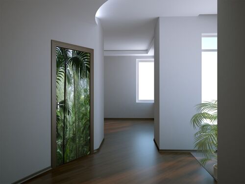 Tropical Rainforest Door Sticker Peel & Stick Vinyl Door Wrap Art Décor