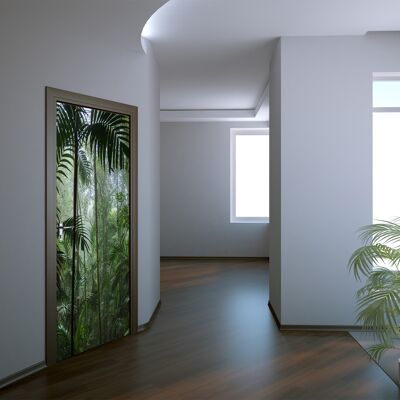Adesivo per porta foresta pluviale tropicale Peel & Stick Vinyl Door Wrap Art Decor