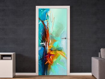 Autocollant de porte de peinture à l'huile colorée abstraite Peel & Stick Vinyl Door Wrap Art Décor 2