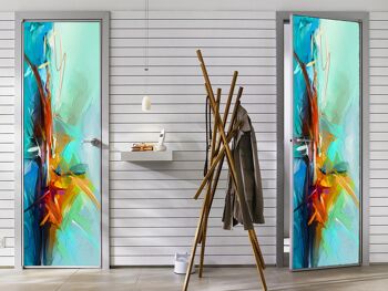 Autocollant de porte de peinture à l'huile colorée abstraite Peel & Stick Vinyl Door Wrap Art Décor 3
