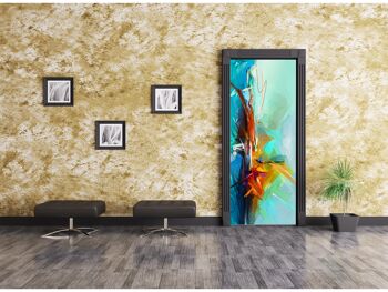 Autocollant de porte de peinture à l'huile colorée abstraite Peel & Stick Vinyl Door Wrap Art Décor 5