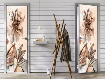 Autocollant de porte de peinture à l'huile de fleurs Peel & Stick Vinyl Door Wrap Art Décor 3