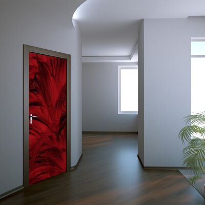 Calcomanía para puerta de plumas rojas Peel & Stick Vinyl Door Wrap Art Décor