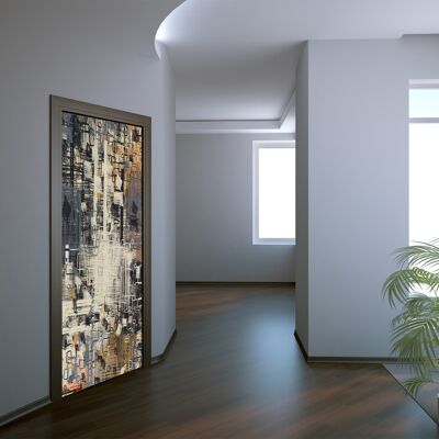 Adhesivo para puerta con diseño geométrico abstracto, revestimiento para puerta de vinilo Peel & Stick, decoración artística