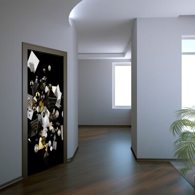 Sólidos brillantes en el fondo negro Adhesivo para puerta Peel & Stick Vinilo Envoltura para puerta Decoración artística