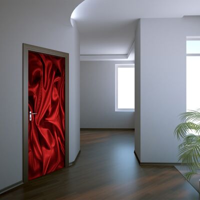 Adhesivo para puerta de satén rojo Peel & Stick Vinilo para puerta Art Décor