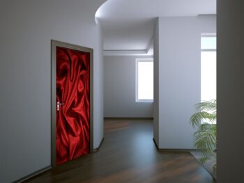 Autocollant de porte en satin rouge Peel & Stick Vinyl Door Wrap Art Décor 1