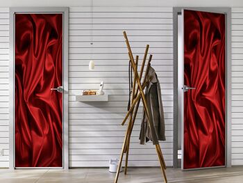 Autocollant de porte en satin rouge Peel & Stick Vinyl Door Wrap Art Décor 3