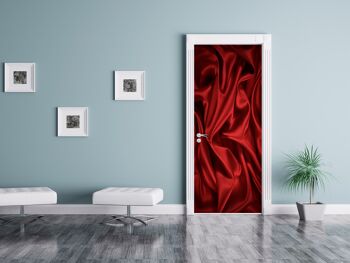 Autocollant de porte en satin rouge Peel & Stick Vinyl Door Wrap Art Décor 4