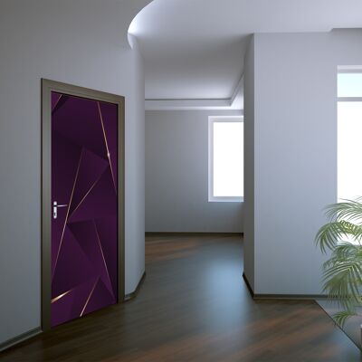 Calcomanía para puerta de triángulos violetas 3D Peel & Stick Vinilo Envoltura para puerta Decoración artística