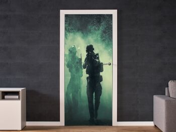 Troupes militaires dans le brouillard autocollant de porte peler et coller vinyle porte Wrap Art Décor 2