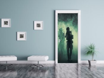 Troupes militaires dans le brouillard autocollant de porte peler et coller vinyle porte Wrap Art Décor 4