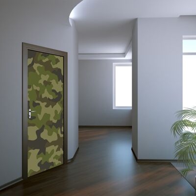 Calcomanía para puerta con diseño de camuflaje Peel & Stick Vinyl Door Wrap Art Décor