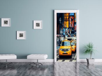 Autocollant de porte Taxis jaunes Peel & Stick Vinyl Door Wrap Art Décor 4