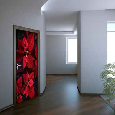 Poinsettia Plant Door Sticker Peel & Stick Vinyl Door Wrap Art Décor